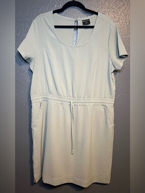 32 Degrees Light Sage Short Sleeve Drawstring Casual Dress